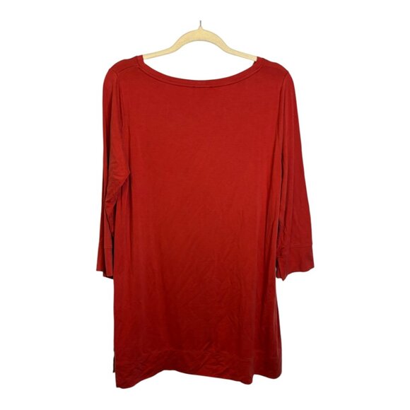 Eileen Fisher Dress Tunic Blouse Women's Size Large Long Sleeve Tshirt Red - Picture 2 of 4